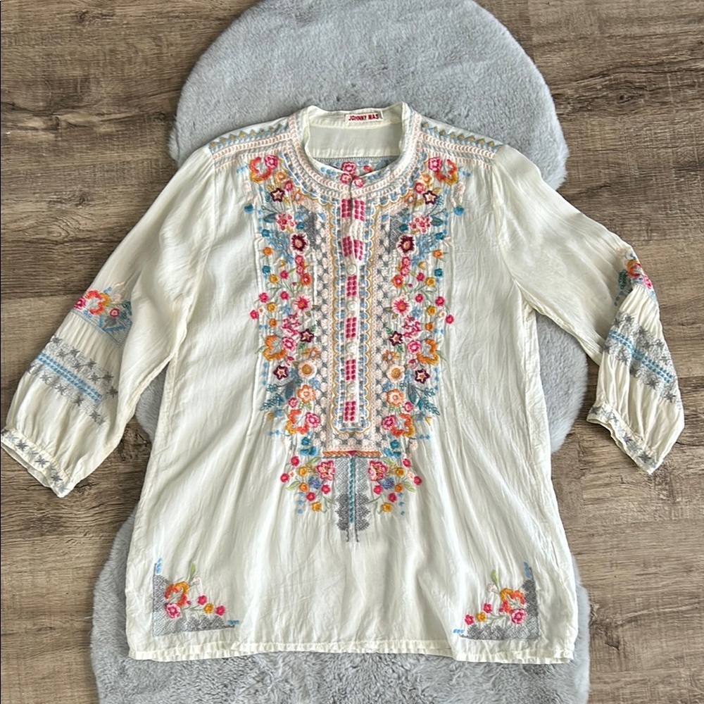 Johnny Was Sarabeth Georgette Embroidered Tunic - Picture 3 of 9